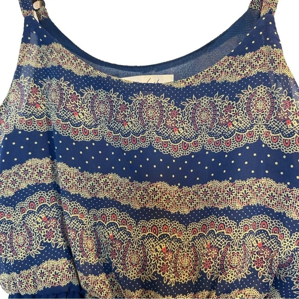 LUSH XS Tank Dress in blue polko dots, floral and stripes design in size XS - Picture 5 of 5